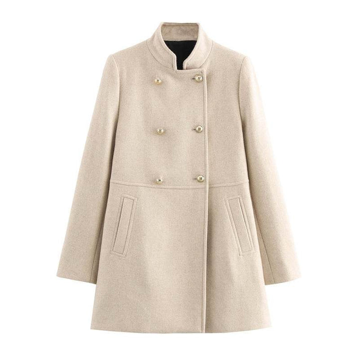 Fashion Blended Double Breasted Coat for Women