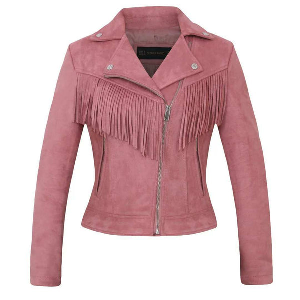 Women's Suede Lapel Tassel Leather Jacket – Autumn & Winter Style