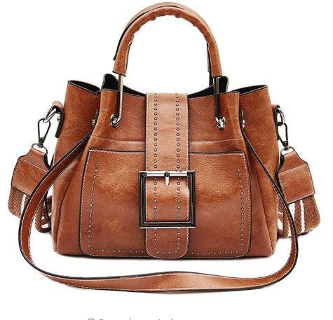 Double Leather Bucket Bag Stylish & Spacious Handbag for Women