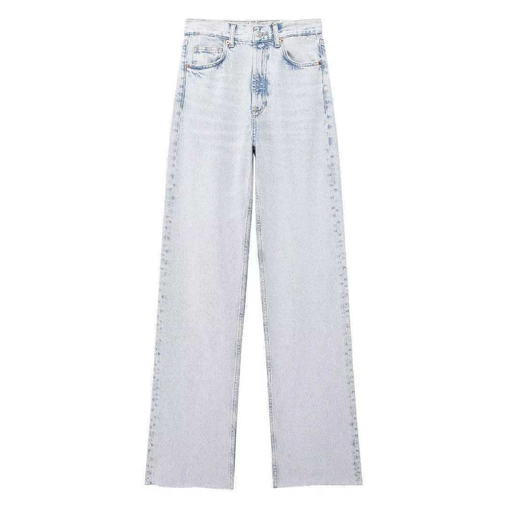 Fashionable High-Waist Straight Wide-Leg Denim Jeans for Women