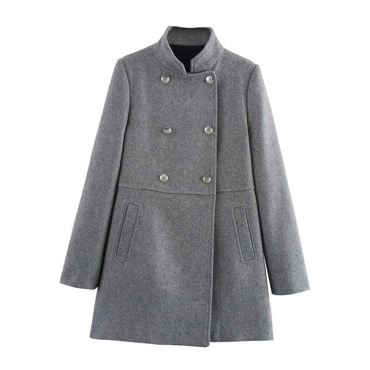 Fashion Blended Double Breasted Coat for Women