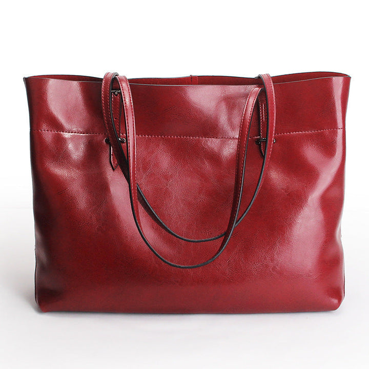 New Leather Casual Wax Cowhide Handbag Lady Bag Wholesale Horizontal