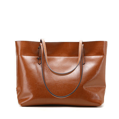 New Leather Casual Wax Cowhide Handbag Lady Bag Wholesale Horizontal