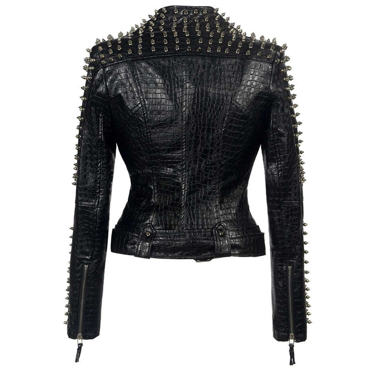 Women's Punk Style Short Leather Jacket – Stand Collar