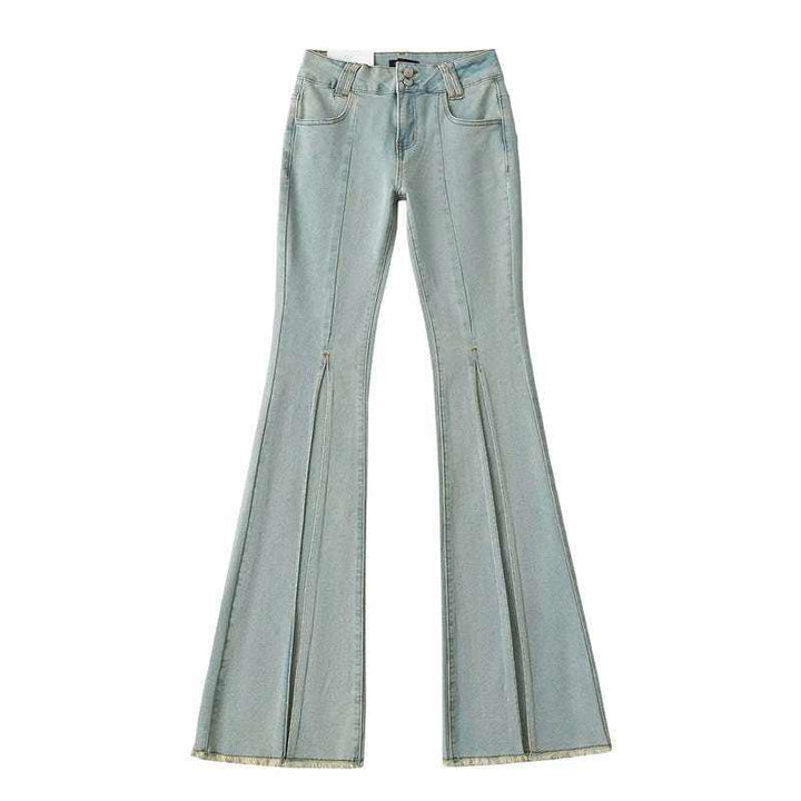 Net Red Blogger Low Waist Skinny Denim Jeans with Frayed Hem