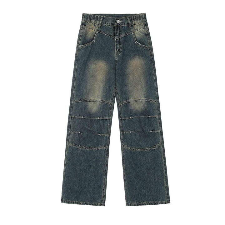 American Style Vintage Crumpled Washed Jeans for Teenagers