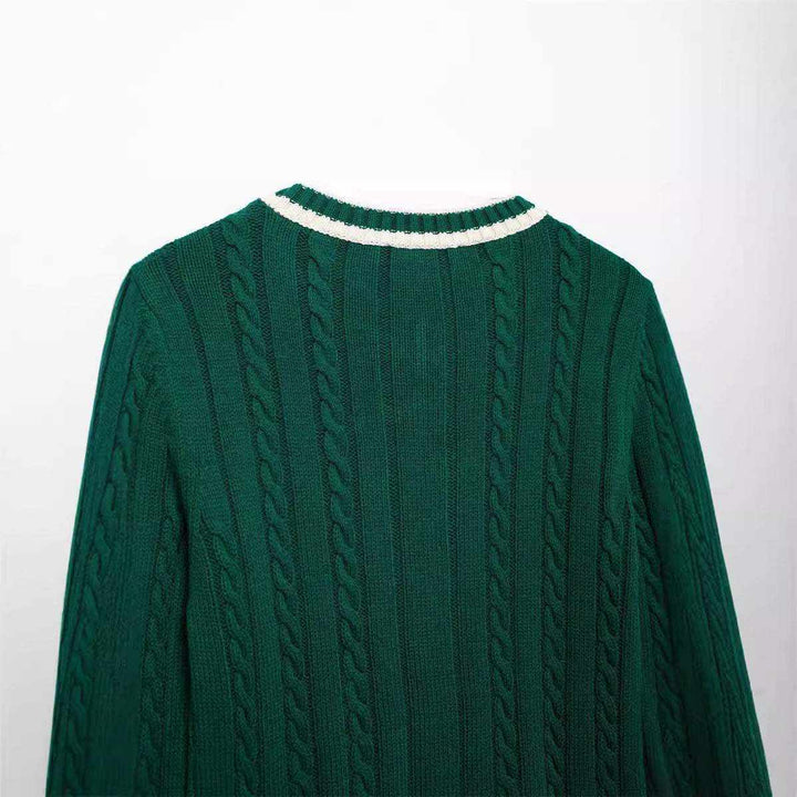 Fashion Long Sleeve V-neck Cable Knit Sweater