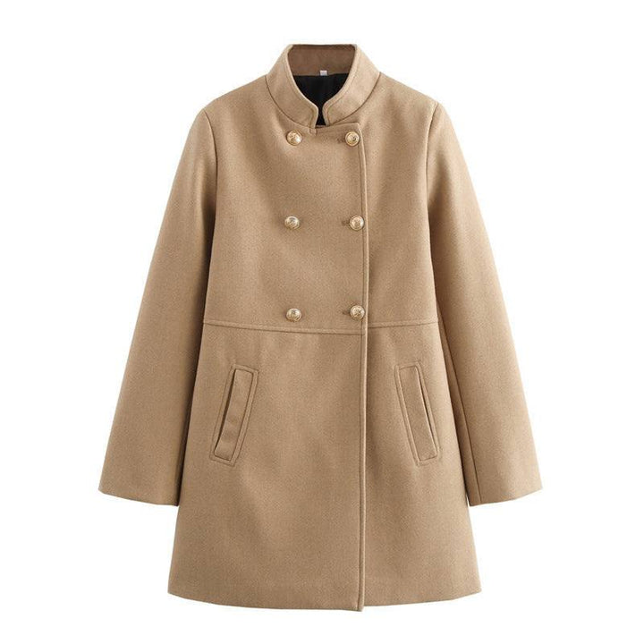 Fashion Blended Double Breasted Coat for Women