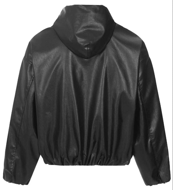 American Retro Vibe Heavy Industry Hooded Leather Jacket