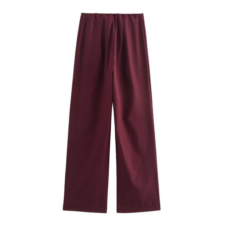 Women's Comfort Casual Loose Wide-leg Trousers in Wine Red