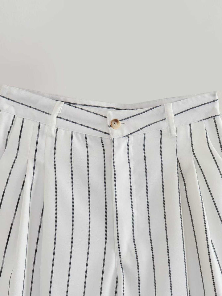 Women's Striped Loose Straight Trousers in European & American Style