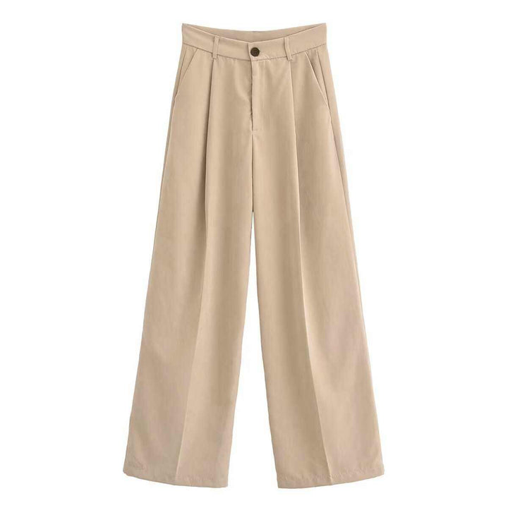 Stylish Simple Casual Draping Long Pleated Pants in Khaki, Brown, Gray