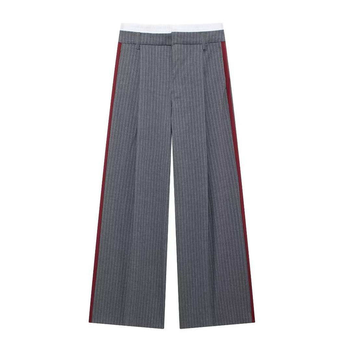 Fashion Pinstripe High-Waisted Boxer Briefs Trousers for Women