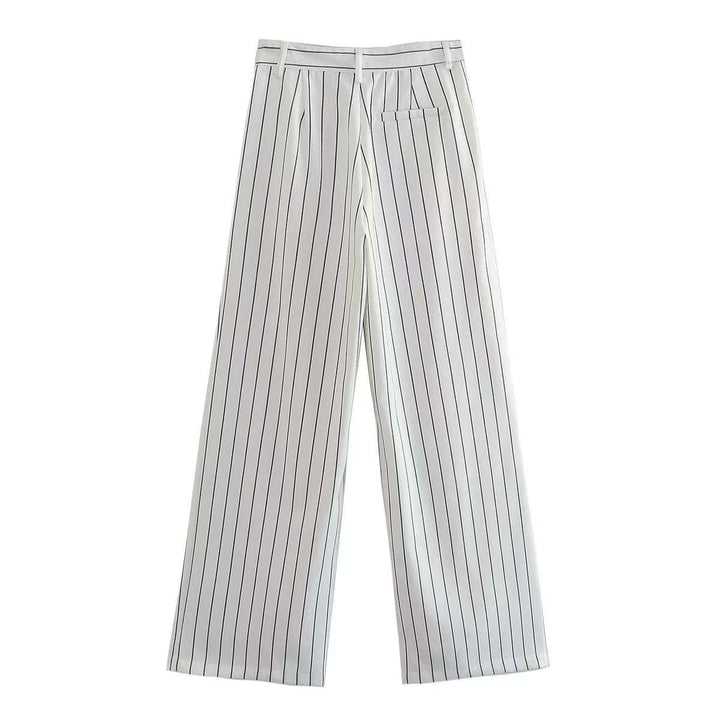 Women's Striped Loose Straight Trousers in European & American Style